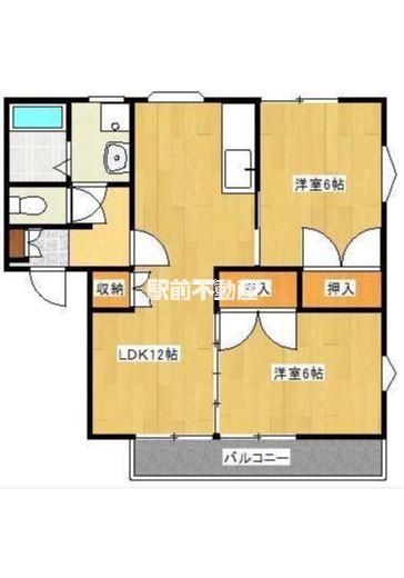 上津コーポ(2LDK/2階)の間取り写真