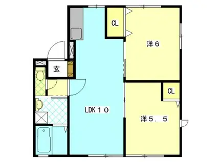 アヴァンセI(2LDK/1階)の間取り写真