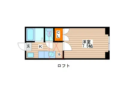 ホワイトキャッスル高砂(1K/1階)の間取り写真