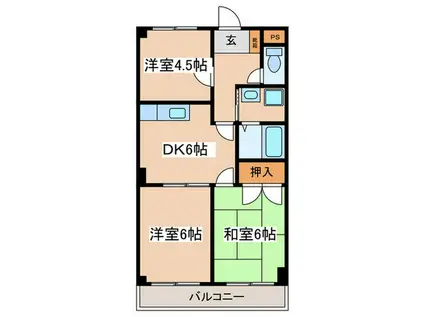 ロイヤルタウン下九沢(3DK/1階)の間取り写真