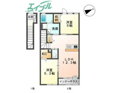 トレイルIII(2LDK/2階)の間取り写真