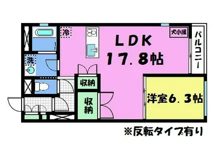ヴィラスタジオーネ御所南(1LDK/3階)の間取り写真