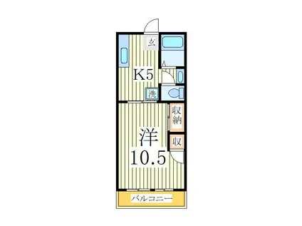ヤマサイコーポ慈恵(1K/1階)の間取り写真