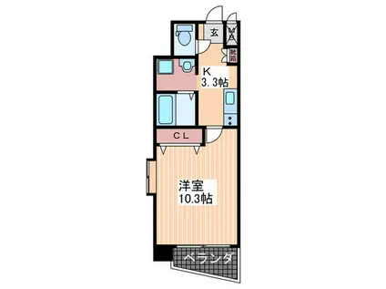 ハーモニーコート(1K/5階)の間取り写真