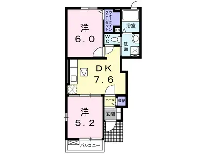 アヴニール・ブリエ壱(2DK/1階)の間取り写真