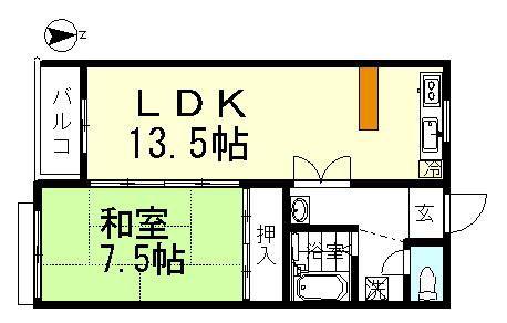 セルヴァン藍(1LDK/4階)の間取り写真