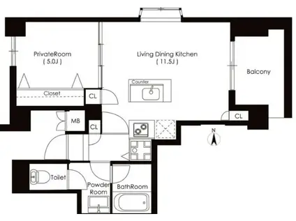 SK HUKUSIMA GARDEN SUITE(1LDK/10階)の間取り写真
