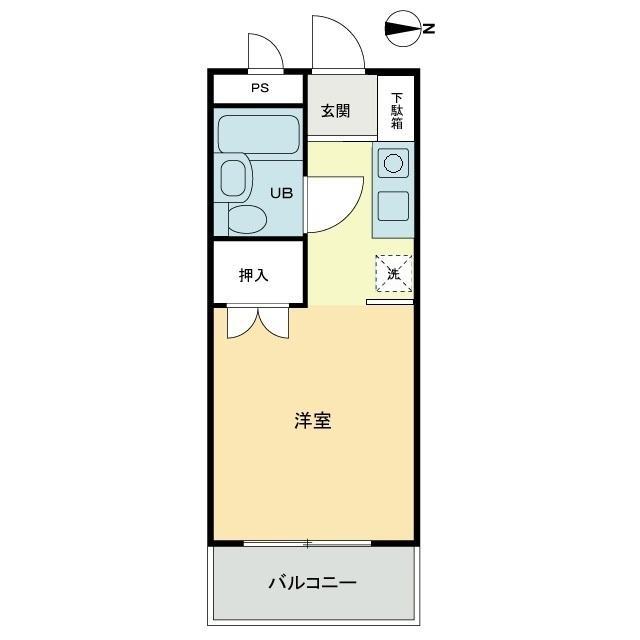 アーバンハイツ紫雲(ワンルーム/4階)の間取り写真