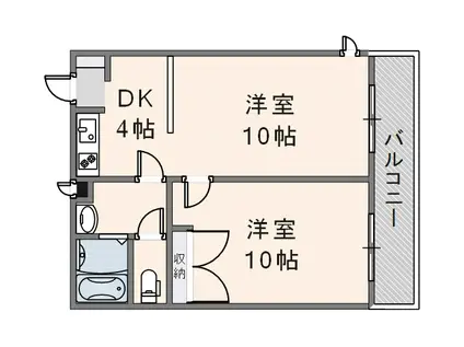 オークグレイス吉田(2DK/3階)の間取り写真