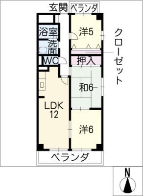 エントピアダテ(3LDK/6階)の間取り写真