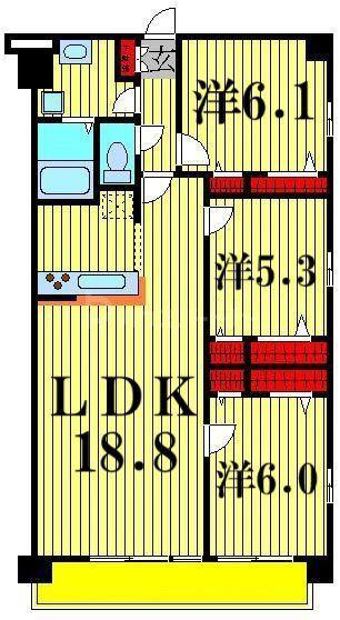 ホビアル・フェンテ(3LDK/4階)の間取り写真