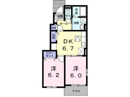 ブローテ(2DK/1階)の間取り写真