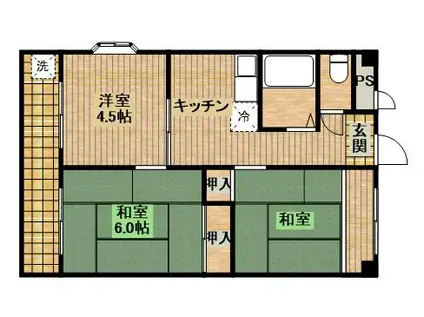 セントラルハイツ(3K/3階)の間取り写真