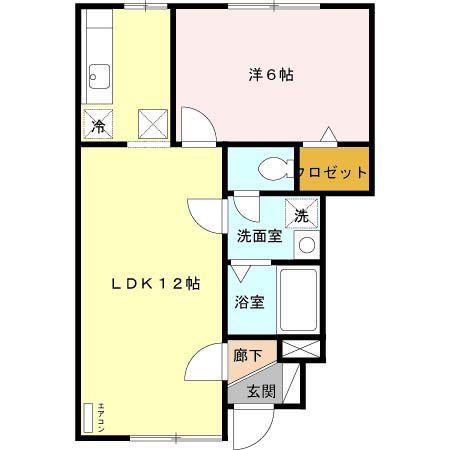 グランモア朋A(1LDK/1階)の間取り写真