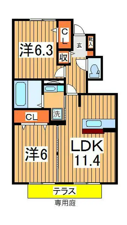 ラシャンスマチハタ 1階階 間取り