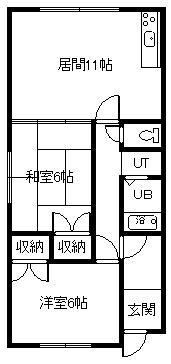 富コーポ(2LDK/2階)の間取り写真