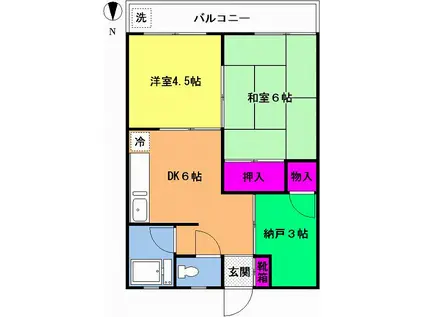 仲六マンション(2DK/4階)の間取り写真