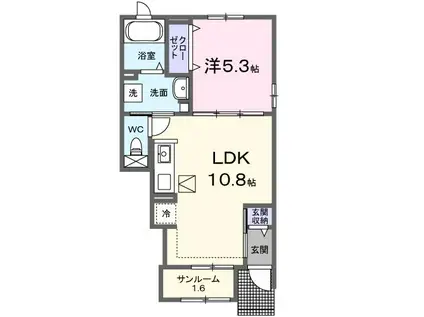 ドリーマII(1LDK/1階)の間取り写真