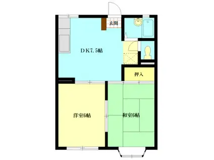 ハイツZC(2DK/1階)の間取り写真