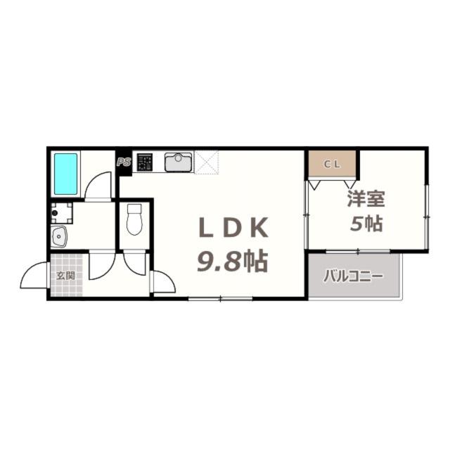 MI・CASA阿倍野昭和町(1LDK/3階)の間取り写真