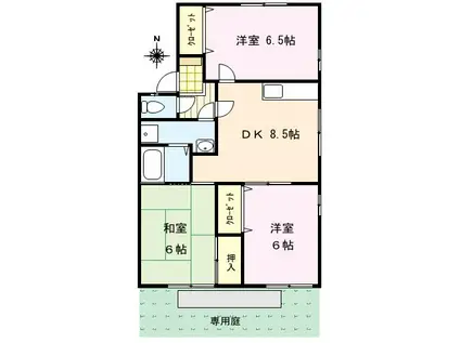 セジュール森(3DK/1階)の間取り写真