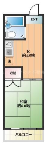 太田ハイツ(1DK/4階)の間取り写真