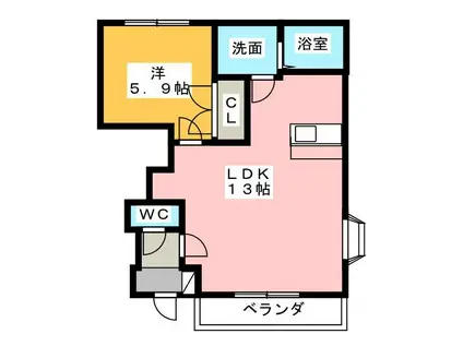グランチェスタI(1LDK/1階)の間取り写真