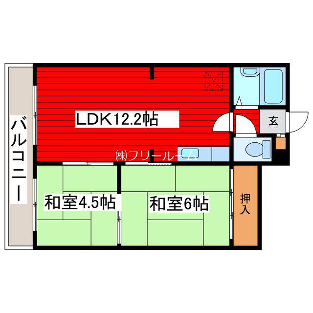 エンドレス三井西岡(2LDK/3階)の間取り写真