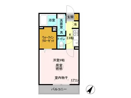 三の丸キャッスル A(1K/2階)の間取り写真