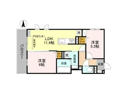 D-ROOM壬生森町(2LDK/2階)の間取り写真