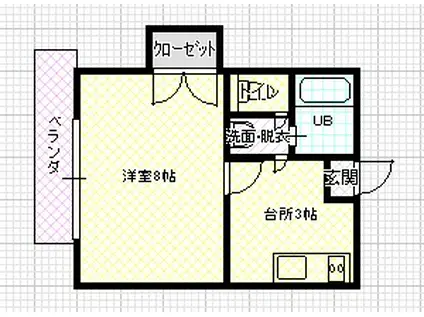 ラフォーレ14番館(1DK/4階)の間取り写真