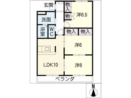 ヴァンヴェール五明 A棟(3LDK/3階)の間取り写真