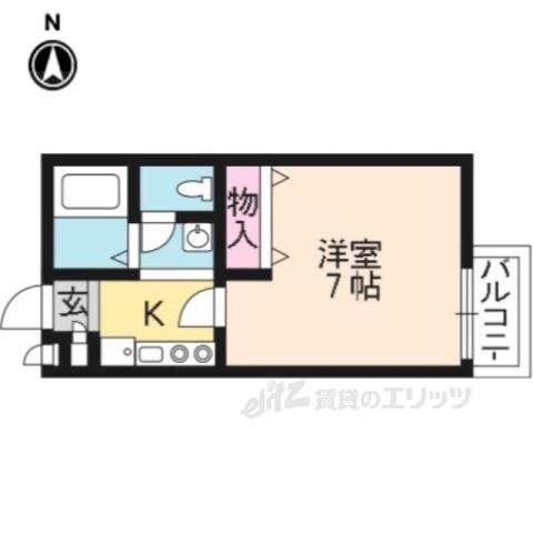 アクティ大堰(1K/1階)の間取り写真