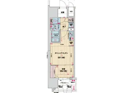 ソルテラス神戸栄町通(1DK/9階)の間取り写真