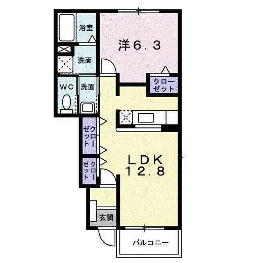エンゼルコートII(1LDK/1階)の間取り写真