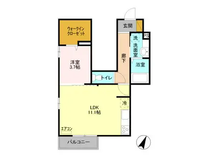 クレシアD(1LDK/1階)の間取り写真