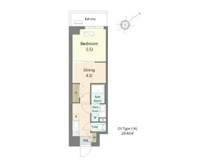 ALIVIS浦安(2K/4階)の間取り写真