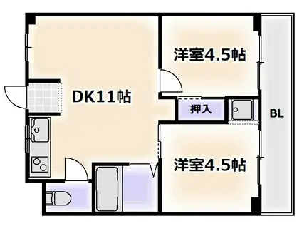 リアライズ玉出(2DK/7階)の間取り写真