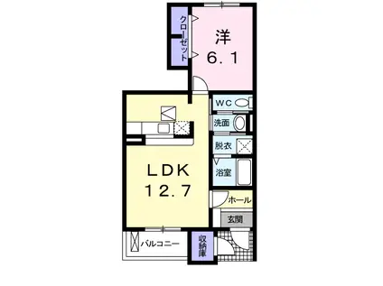 ブリリアンエステート・IA棟(1LDK/1階)の間取り写真