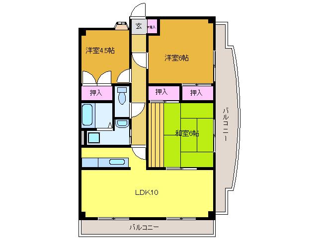 アネックス堀川 II(3LDK/4階)の間取り写真
