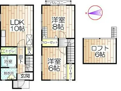 トゥジュールヴェール(2SLDK/2階)の間取り写真