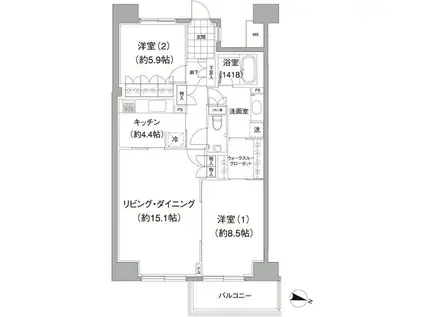 アビティ目黒(2LDK/6階)の間取り写真