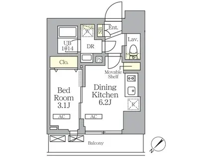 プライムガーデン大森(1DK/3階)の間取り写真