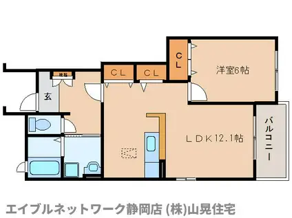 プリムローズB(1LDK/1階)の間取り写真