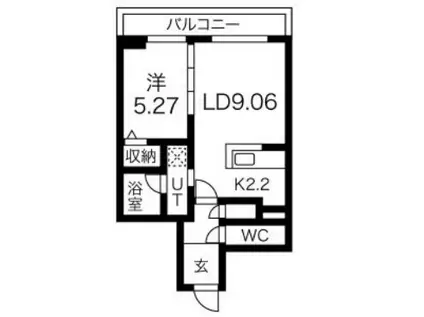 ピオネロ琴似(1LDK/2階)の間取り写真