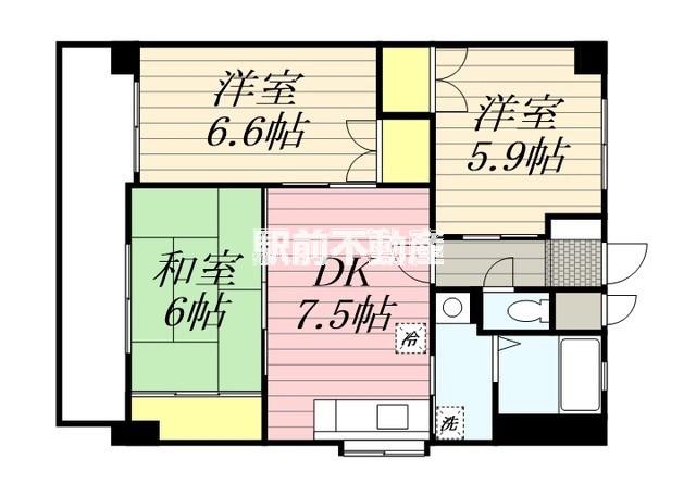 北野ガーデンコート(3DK/3階)の間取り写真