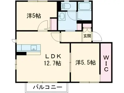 花ぞ野ローズガーデンD棟(2LDK/2階)の間取り写真