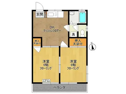 サンハイツセキヤ(2DK/1階)の間取り写真