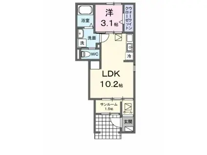 ヴォーグI(1LDK/1階)の間取り写真