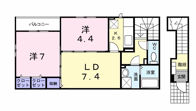 コートドールII(2LDK/2階)の間取り写真